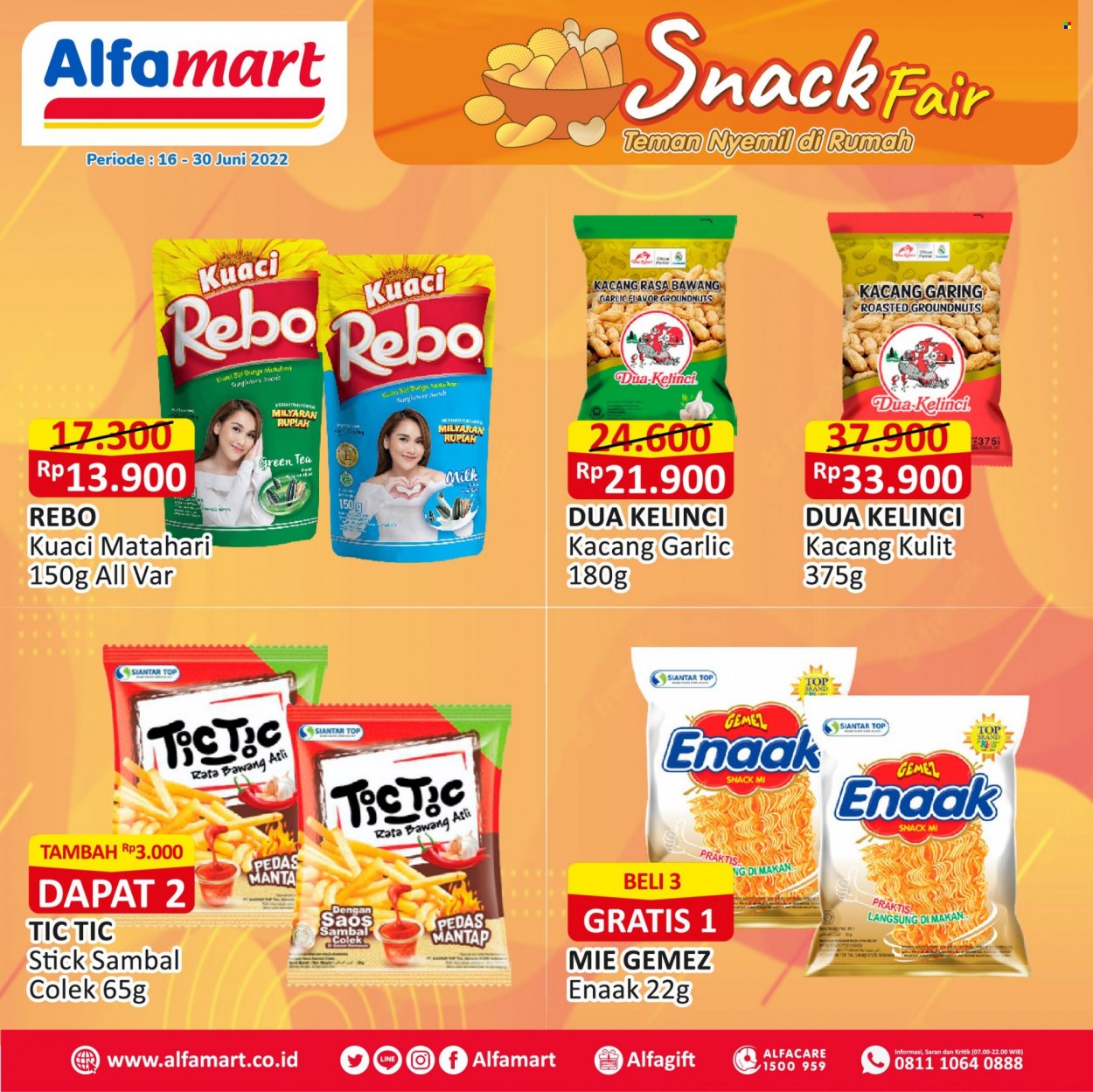 Promo Alfamart - 06/16/2022 - 06/30/2022 - Produk diskon - milk, top, tea, sambal, rebo, manta, kacang, garlic, green tea, bawang, snack. Halaman 1.