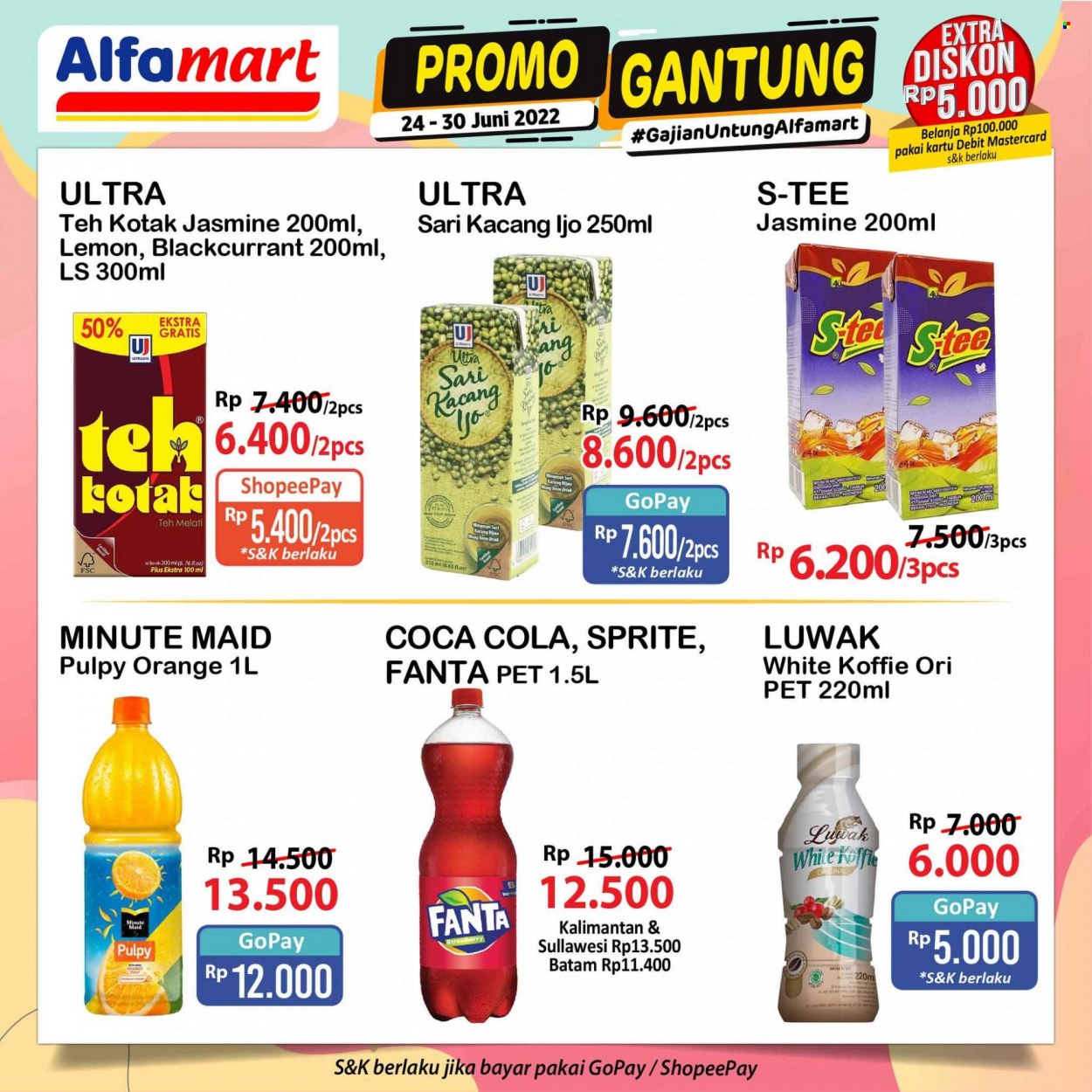Promo Alfamart - 06/24/2022 - 06/30/2022 - Produk diskon - tee, sprite, pet, lemon, minute maid, kacang, kacang hijau, drink. Halaman 2.