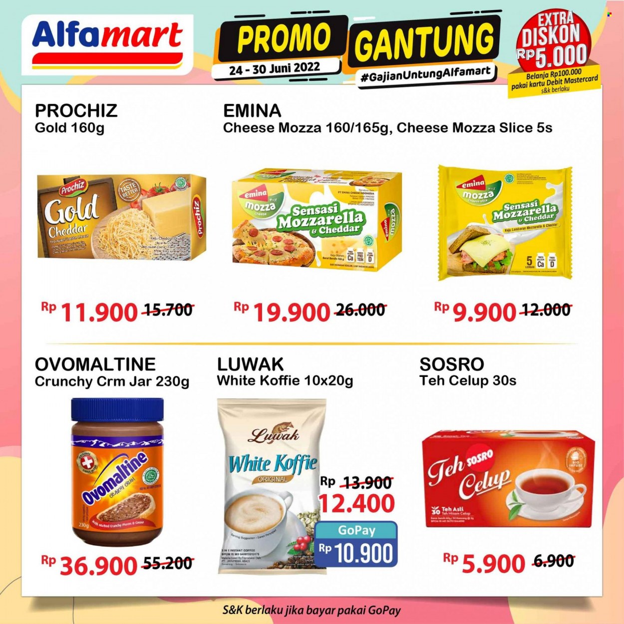 Promo Alfamart - 06/24/2022 - 06/30/2022 - Produk diskon - prochiz, mozzarella, jar, instant coffee, cheddar, gold, cocoa. Halaman 3.