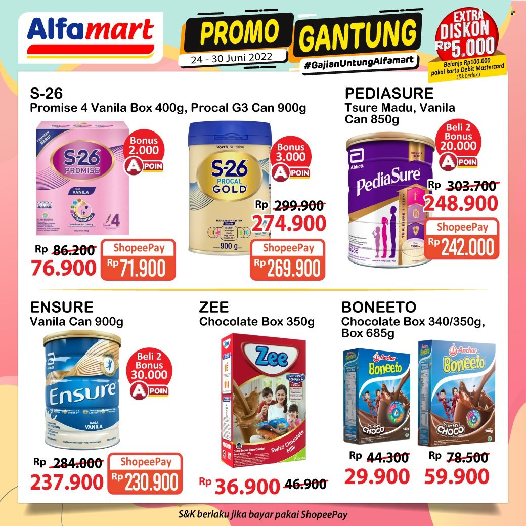 Promo Alfamart - 06/24/2022 - 06/30/2022 - Produk diskon - milk, chocolate, chocolate milk, gold, box. Halaman 5.