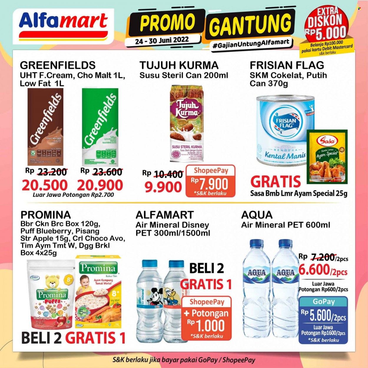 Promo Alfamart - 06/24/2022 - 06/30/2022 - Produk diskon - milk, wortel, tomat, puffs, pet, pisang, mat, indofood, disney, box, apple, aqua, ayam. Halaman 6.