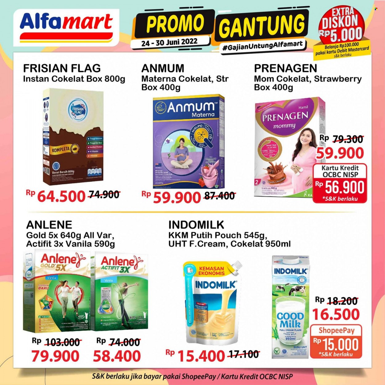 Promo Alfamart - 06/24/2022 - 06/30/2022 - Produk diskon - milk, indomilk, white chocolate, chocolate, gold, box, band, vitamin. Halaman 7.